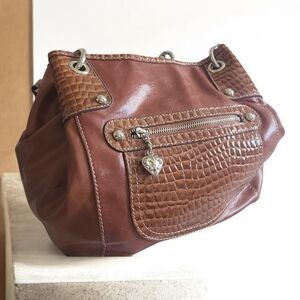 Kathy Van Zeeland Blue Label with Pink Accent on Tiger-Print Lining